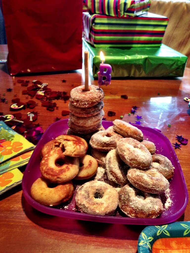 Gluten-Free Coconut Flour Mini-Donut Birthday Tower