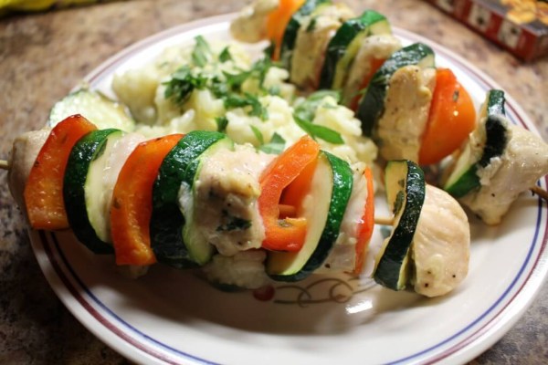Chicken Skewers with Creamy Leek Risotto - Meal