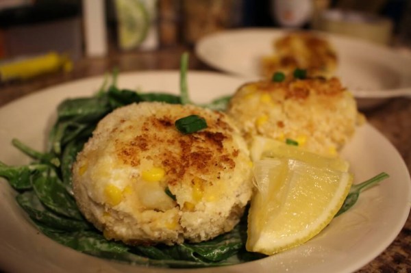 Cheesy Corn and Potato Cakes with Citrus Salad - Dinner