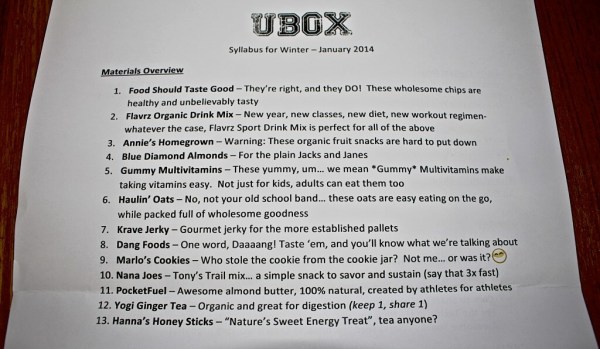 UBOX Packing List