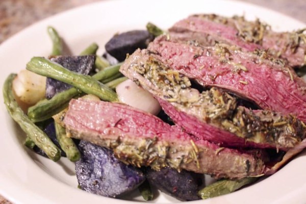 Provencal Steak with Purple Potatoes and Green Beans