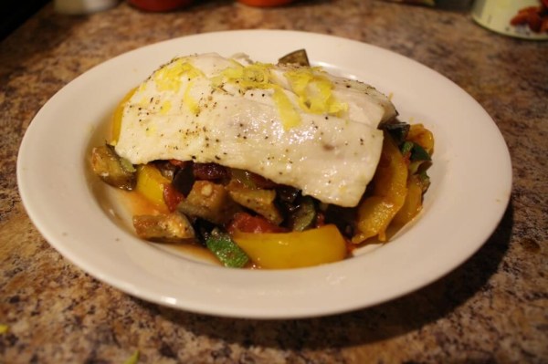 Lemon Roasted Mahi Mahi with Roasted Vegetable Ratatouille