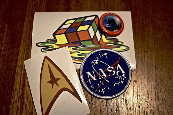 NASA Patch & Loot Crate Pin and Star Trek Communicator Badge Sticker and Melting Rubik’s Cube Wall Graphic (swag)