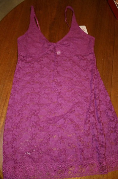St. Eve Knot Front All Over Lace Chemise in Plum
