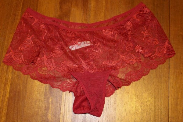 Rhonda Shear Cheeky Lace Panty Lipstick Red