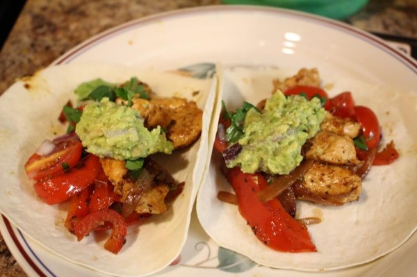 Chicken Fajitas with Homemade Guacamole and Salsa