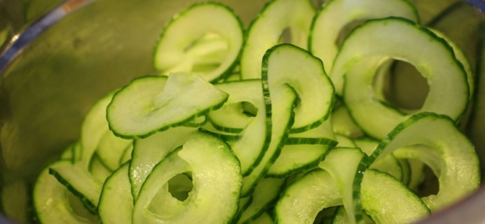 Spiralized Quick-Pickled Cucumber Salad with Artisan Sriracha