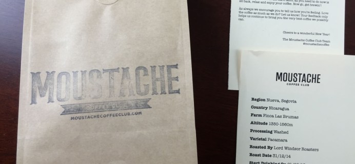 January 2015 Moustache Coffee Club Review + Free Coffee Trial