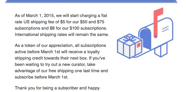 Quarterly Boxes Update – New Shipping Charges