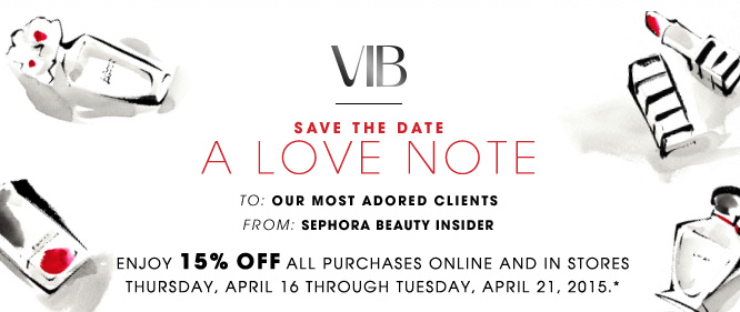 Sephora Coupons – Spring 2015 VIB Sale – Save 15%!