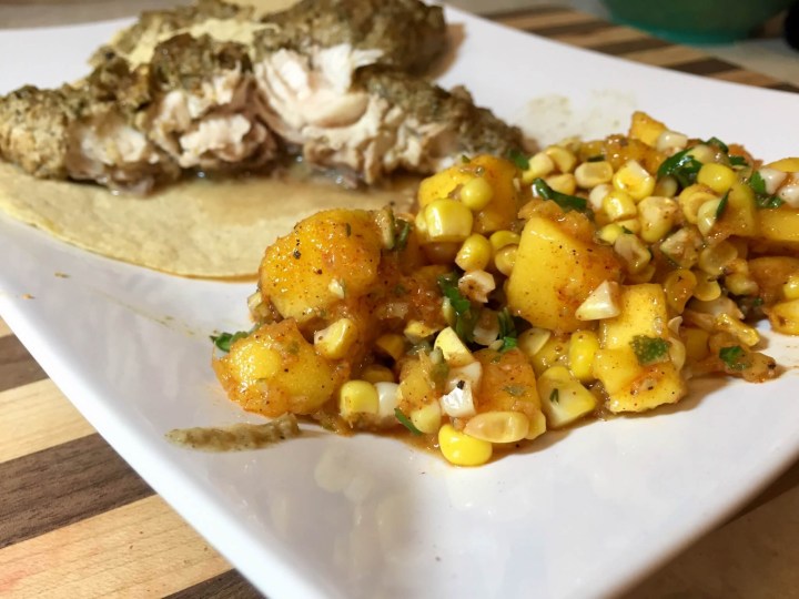 RawSpiceBar Cooking Subscription Review - Jamaican fish tacos and mango salsa
