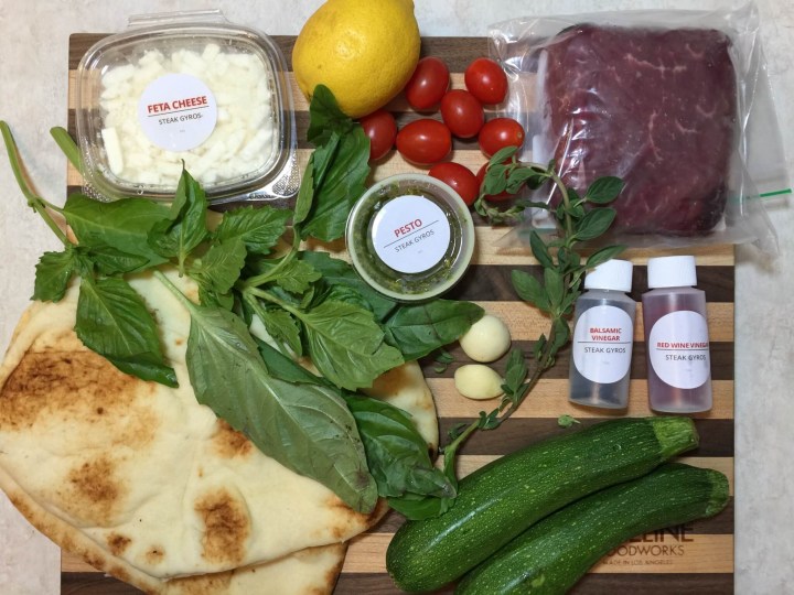Steak and Zucchini Gyros with Pesto ingredients