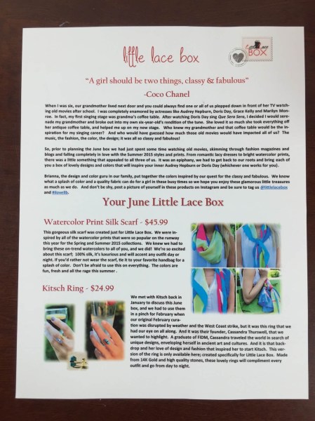 little lace box june 2015 information