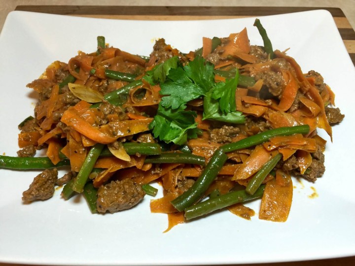 Thai Beef with Carrot Noodles and Sriracha Peanut Sauce
