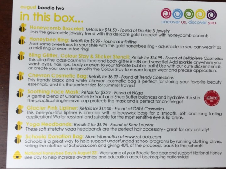 boodle box july 2015 two card