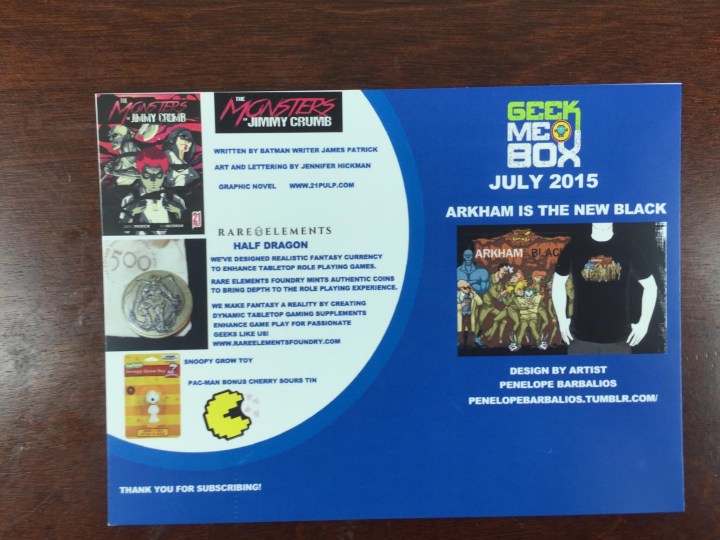 geek me box july 2015 card
