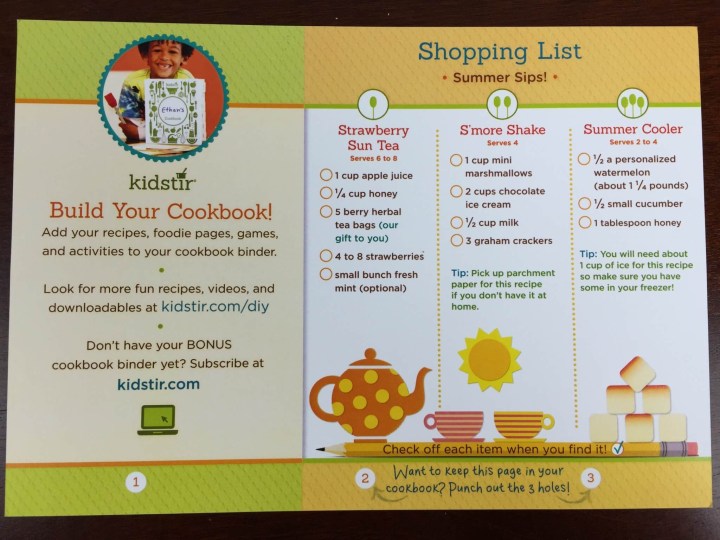 kidstir july 2015 shopping list