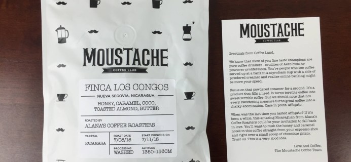 Moustache Coffee Club Subscription Review + Free Trial – July 2015