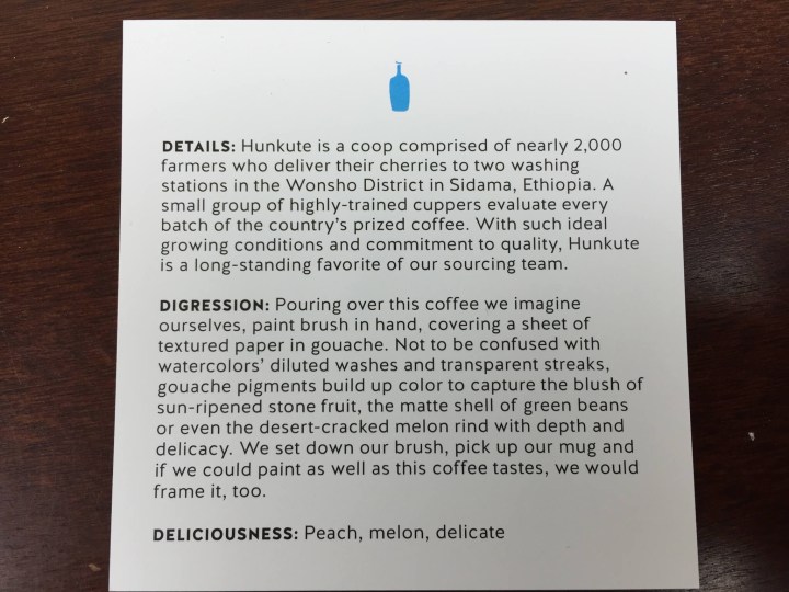 blue bottle coffee august 2015 card