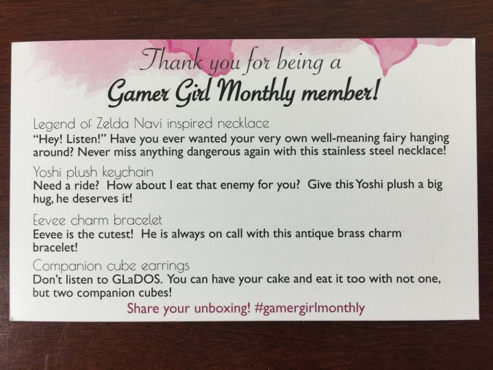 gamer girl monthly august 2015 card