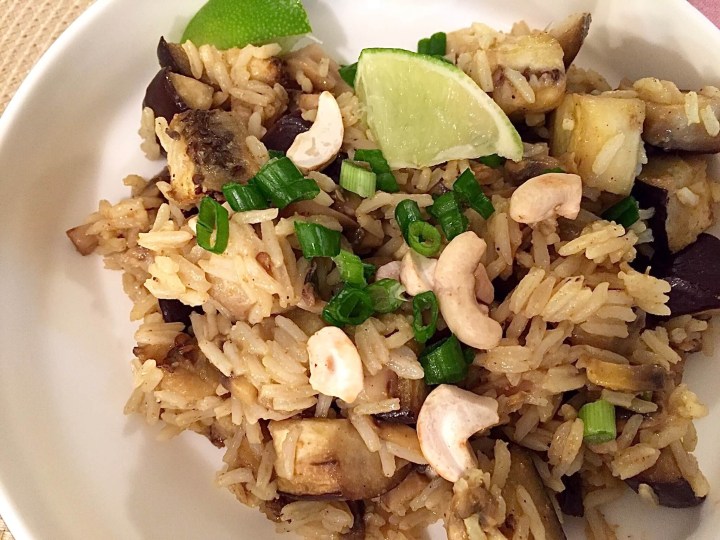 Curried Thai Rice Bowl with Roasted Eggplant, Mushrooms, and Toasted Cashews zoom