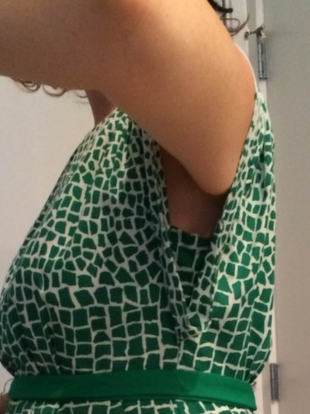 Eliza J Mosaic Print Dress with Green Sash arm