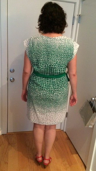 Eliza J Mosaic Print Dress with Green Sash back