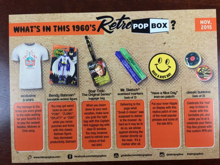Retro Pop Box 60s November 2015 card