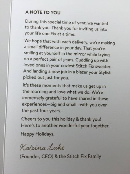 December 2015 Stitch Fix card