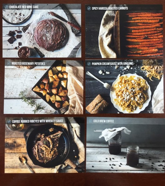 Eat Feed Love Taste Club November 2015 recipe cards