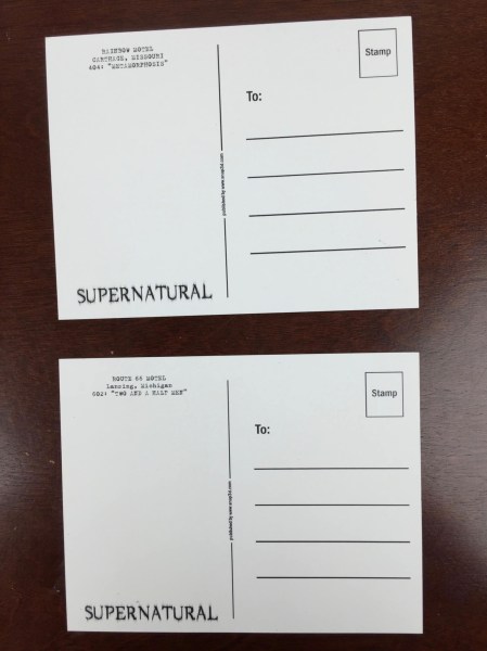 Fanmail Supernatural Limited Edition Box 2015 postcard backs