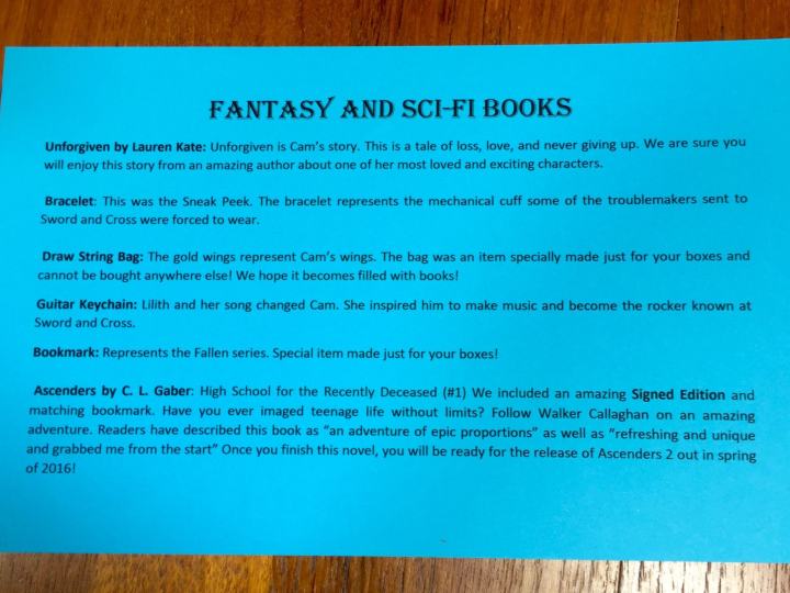 Fantasy and SciFi Books Subscription Box Review December 2015 hello subscription