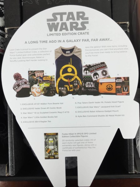 Loot Crate Star Wars Limited Edition Box 2015 info card