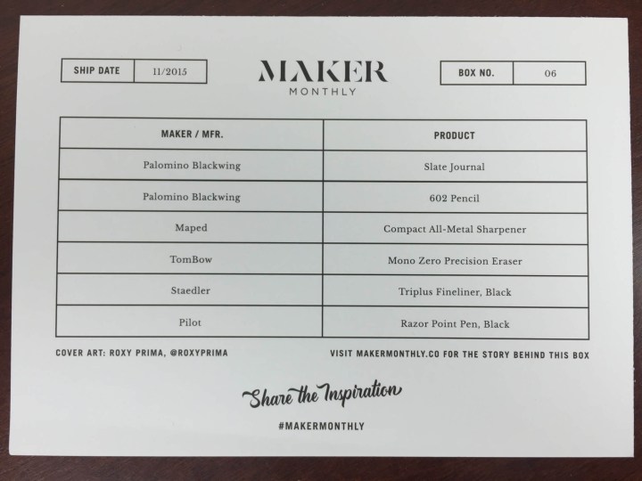 Maker Monthly November 2015 card