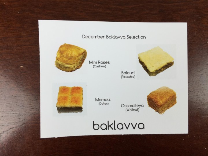 baklavva monthly box december 2015 information card