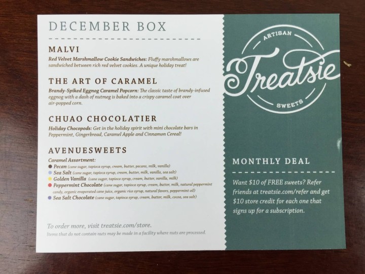 treatsie box december 2015 card