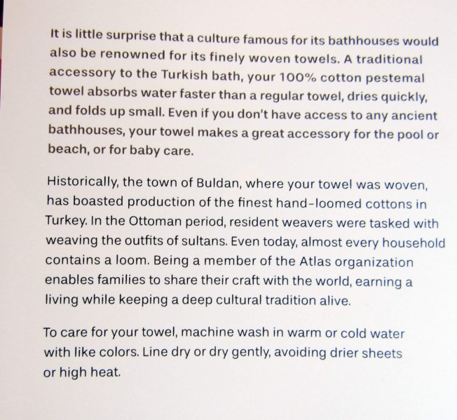 Information about the Atlas Pestemal Bath Towl
