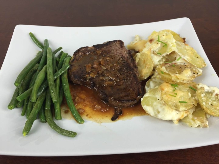 home chef box january 2016Parisian Bistro Steak With Potatoes Dauphinoise and Green Beans
