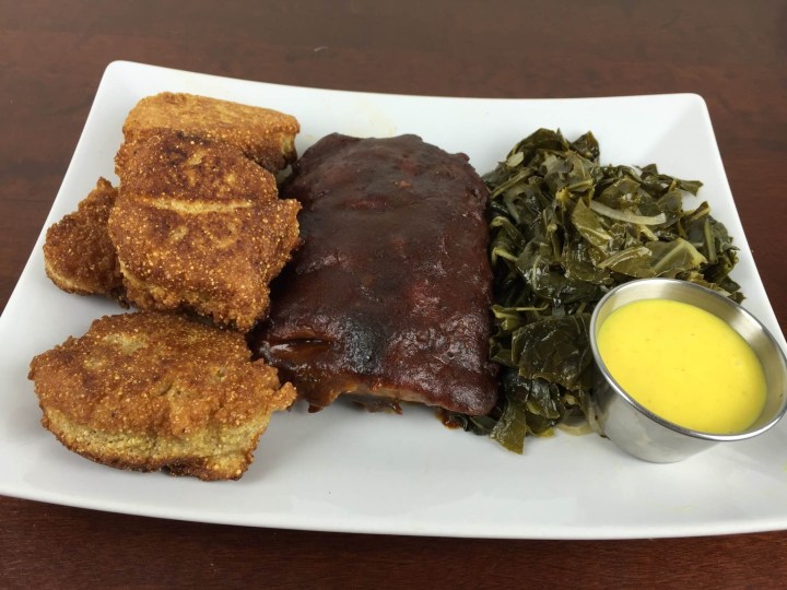home chef box january 2016Sous-Vide Southern Baby Back Ribs With Hush Puppies and Collard Greens