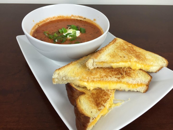 january 2016 home chef review Truffled Grilled Cheese with Tomato Soup With Swiss and Cheddar on Sourdough