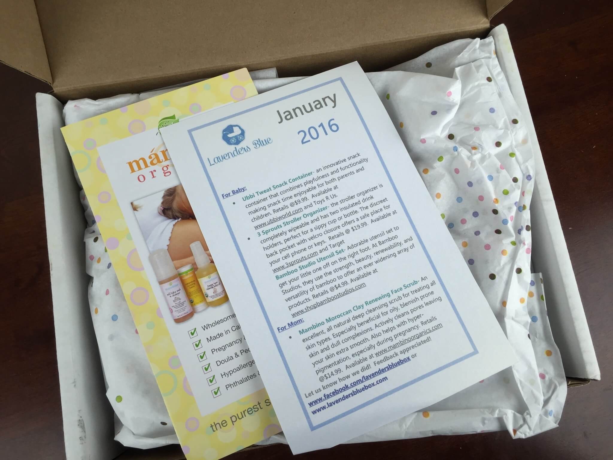 Lavenders Blue Baby & Mom Subscription Box Review January 2016