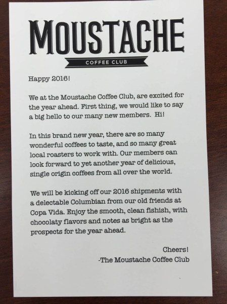 moustache coffee club january 2016 card