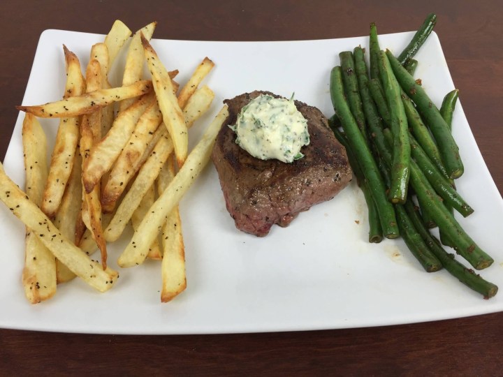 Brasserie-Style Sirloin Steak With Truffle Frites, Green Beans, and Herb Butter