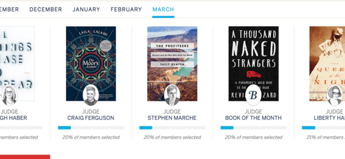 March 2016 Book of the Month Selection Time + $10 Coupon