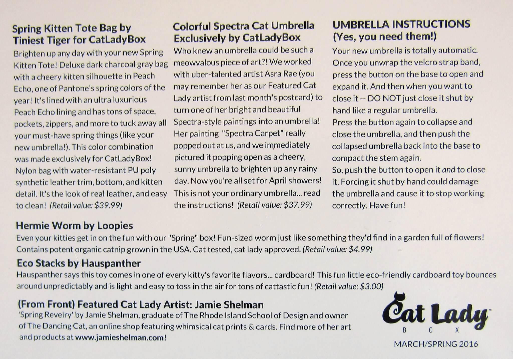 Cat Lady Box Subscription Box Review & Coupon MarchApril 2016