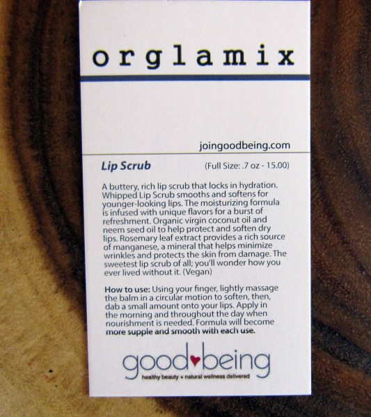Orglamix Lip Scrub Information Card
