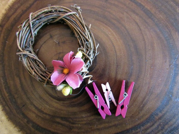 Wreath and mini clothespins