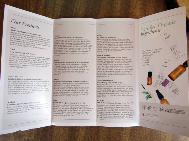 Skin Essence Organics Brochure
