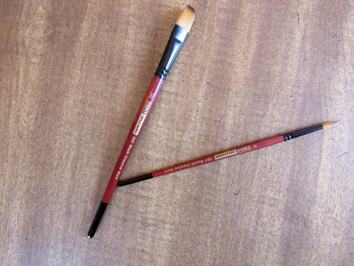 Ebony Short Handle Paint Brushes - Round 4, Wash 1/2"