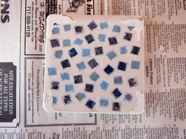 The tile before the contact paper is removed.